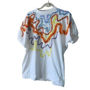 Gene Ewing Womens Tee Shirt Size Large White Bis California Sunwash Ribbon Work